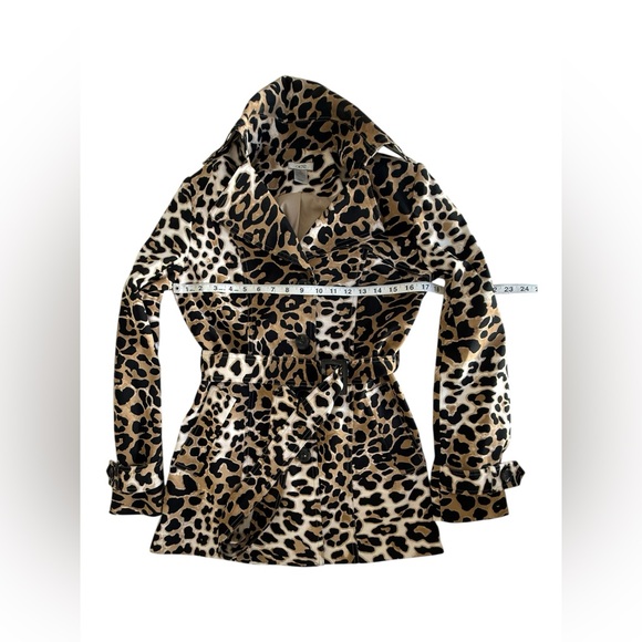 Cache Leopard Print Trench Coat Jacket Belted Animal Print Size S - Picture 8 of 13